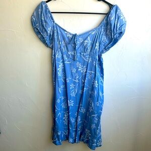 Blue floral print light summer dress